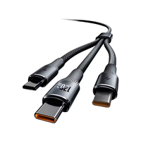 Cable de Datos de Nailon de Alta Calidad 3 en 1, 120 W, 2 M, Super Trenzado, Tipo C, Carga Rápida de 3 A, Doble Núcleo, Cobre Estañado
