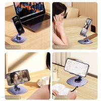 Support universel pour téléphone et tablette, support de bureau robuste en alliage d'aluminium, rotation à 360°, pliable, réglable en hauteur