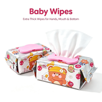 Lingettes pour bébé Jia Enbao, design de dessin animé ours, spéciales pour les fesses, les mains et la bouche, 80 lingettes par paquet, format familial, extra épaisses, non parfumées