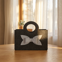 Sac en feutre élégant et robuste avec poignée circulaire décorée d'un nœud, personnalisable, grande capacité, pour le shopping en gros