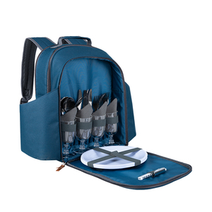 Sac à dos isotherme pour pique-nique 4 personnes <span class=keywords><strong>avec</strong></span> 2 grands porte-bouteilles et porte-canettes, matériau 600D, fermeture éclair, logo personnalisé - Product Image 5