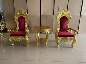 Silla de Trono de Estilo Europeo de Lujo Real con Respaldo Alto, Fabricada en Foshan, Tallada en Oro, Roja, Muebles de Hotel, Sala de Estar - Product Image 4
