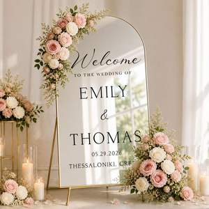 Vinilo Decorativo Personalizado con Espejo, Letras Adhesivas de Bienvenida, Decoración de Boda con Nombres de Pareja y Fecha - Product Image 1