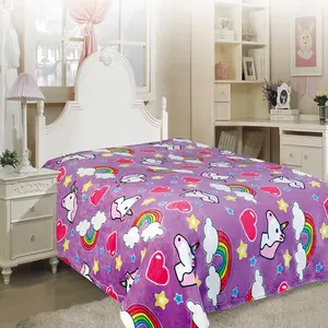 Wholesale Cartoon Children Kids Unicorn Bedding Blanket Twin Size Girls Throw Travel Blankets