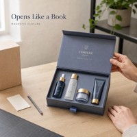 Boîte cadeau de style livre magnétique, doublure en mousse EPE personnalisée, boîte d'emballage en papier pour ensemble cosmétique de soins de la peau