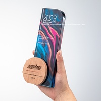 Trophée en cristal coloré, étoile à cinq branches en bois massif, goutte d'eau, personnalisable, pour réunions annuelles des entreprises d'assurance