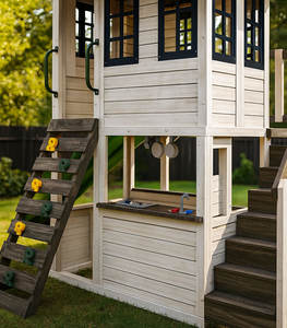 Tour de jeu en bois pour l'extérieur, aire de jeux de jardin, structure d'escalade en bois, ensemble de balançoires, échelle d'escalade en corde pour enfants avec accessoires en plastique - Product Image 6