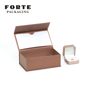 FORTE Chinese Custom Luxury Jewellery Packaging Box Ring Necklace Pendant <b>Gift</b> <b>Boxes</b> Black Leatherette Paper Jewelry Packing Box - Product Image 3