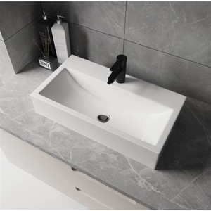 Lavabo Rectangular Moderno de Cerámica para Baño, Autolimpiante, Esmalte Blanco, Ecológico, Fácil de Limpiar, Certificado CUPC 5 - Product Image 1