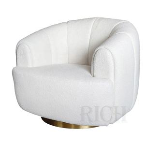Sillón de Salón Blanco, Pequeño, Individual, <span class=keywords><strong>para</strong></span> Dormitorio Principal, Giratorio, Ocasional, de Tela, con Peluche, con Brazos - Product Image 2