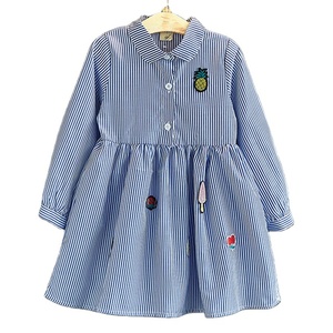 Autunno <span class=keywords><strong>12</strong></span> anni carino principessa ragazze blu manica lunga vestito a righe per la vendita di abiti fantasia Online - Product Image 1