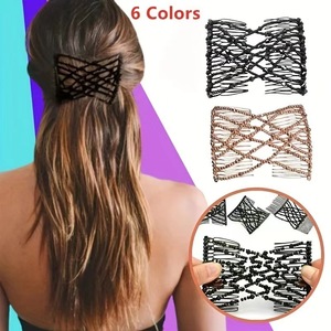 Peigne <span class=keywords><strong>magique</strong></span> extensible réglable pour femmes, <span class=keywords><strong>pince</strong></span> à cheveux élastique sans pli, accessoires vintage pour <span class=keywords><strong>chignon</strong></span>, double <span class=keywords><strong>pince</strong></span> à cheveux - Product Image 2