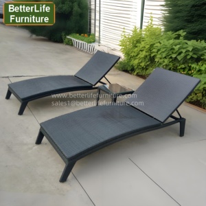 Beach Golf Club Rattan Lounge Chair Patio Garden Chaise Bed Hotel de lujo Hospitality Resort Outdoor Tumbona con mesa pequeña - Product Image 6