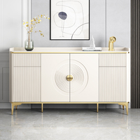 Meja Konsol Putih Modern Mewah Sederhana Lemari Penyimpanan Kayu di Ruang Makan Dapur dengan Laci Bufet Sideboard