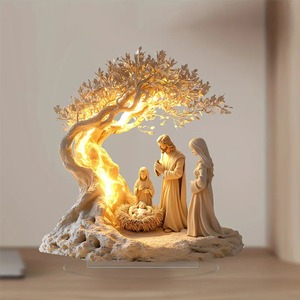 Statua Famiglia Albero della Vita di Gesù 2026 all'ingrosso, Piatto Piatto in Acrilico, Decorazione da Tavolo per la Casa - Product Image 1
