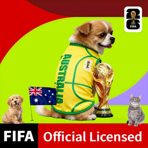 Roupas para Animais de Estimação Licenciadas Oficialmente pela FIFA para a Copa do Mundo de <span class=keywords><strong>2026</strong></span>, Camisetas de Futebol da Equipe da Austrália, Vestuário Luxuoso para Cães - Product Image 1
