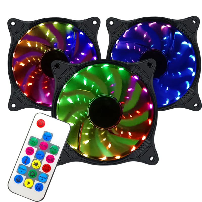 New R&D star light effect Three sets of bags with remote control pc computer cooling led fans rgb cpu cooler 120mm fan