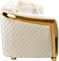 Ensemble de canapés capitonnés NOVA Light Luxury pour salon, en velours, couleur ivoire, 2 et 3 places, avec structure dorée.