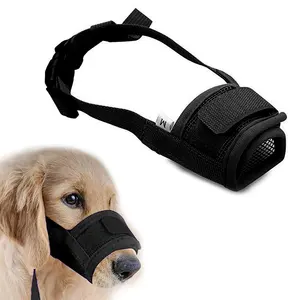 Collar de cuero con estampado de bozal de perro antiladridos de lujo ajustable, cintas para dejar de morder, correas de nailon, correa para perro mascota pequeña - Product Image 1