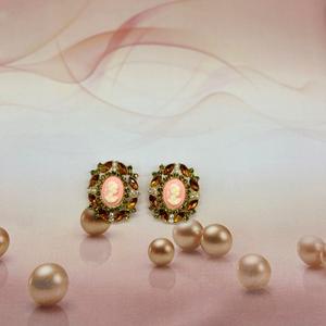 Ingrosso gioielli di moda Vintage medievale palazzo regine testa di <span class=keywords><strong>cristallo</strong></span> orecchini Vintage in resina ovale cammeo orecchini - Product Image 5