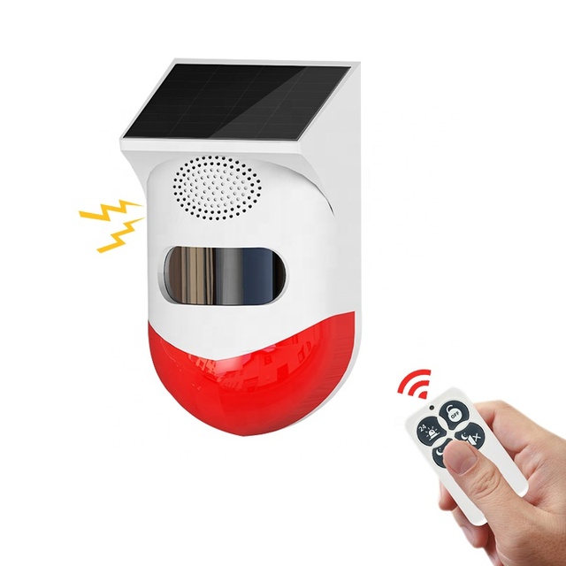Smarsecur Danwish WiFi Remote Control Waterproof Solar Security Alarm Siren PIR Motion Sensor Detector for Home Security Plastic