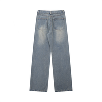 Jeans pour hommes style streetwear à imprimé toile d'araignée, coupe ample, jambe large, en denim délavé, pour usage quotidien Y2K, vente en gros OEM