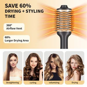 Multifunctional Ionic Salon Hair Dryer 1200W with Hot Air Brush Auto Wrap Curling 3-Temperature Settings for Hotel & Home Use - Product Image 2