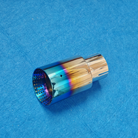 Punta de escape universal de acero inoxidable de 3.5 pulgadas, azul quemado, corte inclinado, pulido espejo, para silenciador y tubo de escape, pieza exterior de coche