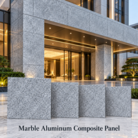 Panneau composite aluminium-marbre 3mm 1220x2440mm veiné gris, revêtement PE, pour revêtement de comptoir d'accueil