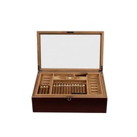 Vente en gros de boîte d'emballage hydratante pour cigare cubain en bois serrure à code portable transparente étui à cigarettes en vrac