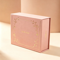 Boîte cadeau magnétique rigide haut de gamme écologique personnalisée avec laminage mat, gaufrage et bordure dorée florale pour emballage de faveurs de mariage