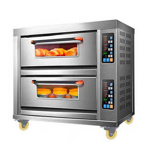 Precio al por mayor comercial de Acero Inoxidable <span class=keywords><strong>Horno</strong></span> eléctrico para hornear <span class=keywords><strong>dos</strong></span> cubiertas cuatro bandejas para uso doméstico y restaurante - Product Image 2