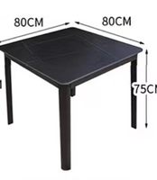 Table à manger en pierre frittée avec chaises en PVC en forme de corne, ensemble de meubles d'extérieur imperméables et résistants au soleil pour café, balcon, terrasse