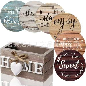 Vintage Wooden Coaster Set 6 Pieces Round Farmhouse Design Coffee <b>Table</b> <b>Protector</b> Home Decor - Product Image 3
