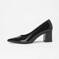 Escarpins tendance 2026 en cuir verni à bout pointu pour femme, talon bloc épais, noir brillant, bordeaux, chaussures de bureau classiques à coupe basse