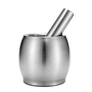 304 Brushed Spice grinders mortar and pestle stainless steel - Product Image 1