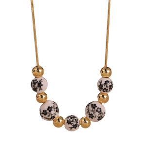 18-каратное Золотое ожерелье из нержавеющей стали винтажный синий фарфор кулон китайская керамическая бижутерия традиционное элегантное женское ожерелье - Product Image 1