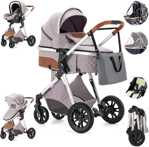 Landau de voyage portable à haute vue réglable pliable cadre en aluminium siège <span class=keywords><strong>auto</strong></span> léger poussette 3 en <span class=keywords><strong>1</strong></span> pour nouveau-né - Product Image 6
