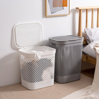 Panier de rangement pour vêtements sales en plastique rectangulaire moulé par injection, écologique, avec une capacité de 45L/60L