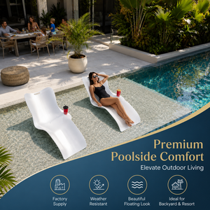 Chaise longue de piscine en fibre de verre durable personnalisée, transat pour eau peu profonde avec coussin, capacité de 1 à 10 L, pour piscine extérieure - Product Image 4