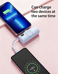 Nouvelle batterie externe magnétique sans fil de poche 2026 avec entrée Type-C, câble intégré, mini-batterie en plastique pour alimentation mobile - Product Image 2