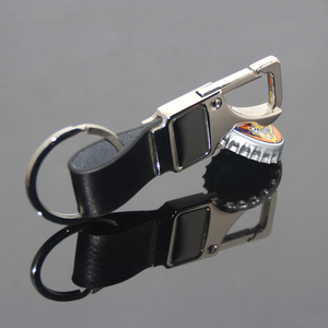 New Arrival Men Waist Belt Zinc Alloy Spring Keyholder Black <strong>Leather</strong> Sticker Bottle Opener Metal <strong>Leather</strong> <strong>Keyring</strong> - Product Image 2