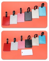 Impression par transfert thermique pailleté Etiquettes à bagages vierges Porte-clés Porte-cartes et sacs Etiquettes à bagages vierges en cuir Pu de haute qualité par sublimation