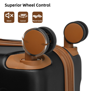 Set di Valigie 6 Pezzi Nero e Marrone con Ruote Girevoli - Trolley Leggeri in ABS Rigido per <span class=keywords><strong>Viaggi</strong></span> e Affari - Product Image 5