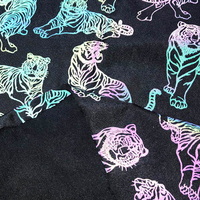 Tissu d'habillement 100% polyester extensible, personnalisé, imprimé, holographique, laser, dégradé, en Mylar, réfléchissant, motif champignon