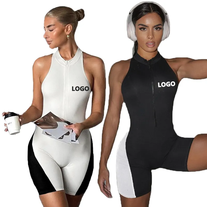 Customized Casual Sports Running Fitness Clothing Women Solid Color Sexy Backless Yoga One Piece Jumpsuit
