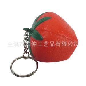 Strawberry Stress <b>Ball</b> Keychain Red Plastic Portable <b>Squeeze</b> Toy With Stainless Steel Ring Factory Direct Supply - Product Image 3