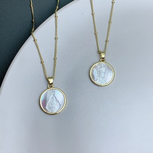 Collana Vintage Rotonda <span class=keywords><strong>con</strong></span> Madonna di Guadalupe per Donne, Pendente in Madreperla Naturale, Vendita all'Ingrosso - Product Image 1