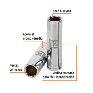 Truper 3/8 'set presa con 6 unità 12 mm lungo Dado 6 punti 6 pezzi in scatola - Product Image 2