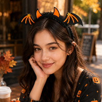 Serre-tête d'Halloween avec cornes de diable et ailes de chauve-souris, 3 couleurs (orange, violet, rouge) pour femmes et filles, idéal pour les fêtes et les costumes de cosplay